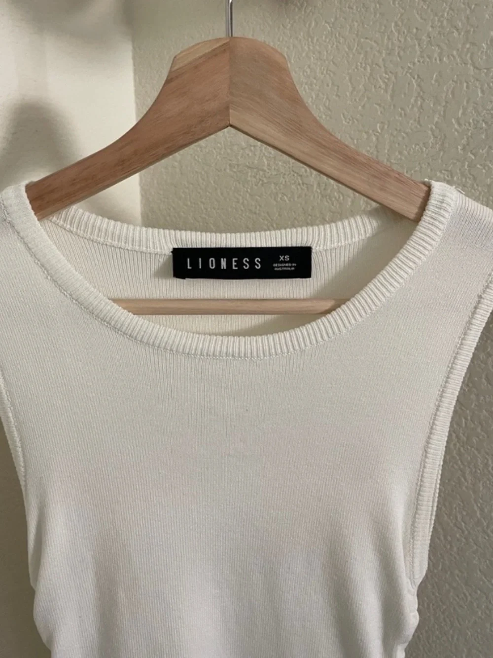 LIONESS Military Minds Mini Dress White Fitted Cinch Tie Dress - Picture 6 of 12